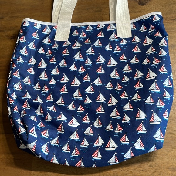 Tote Bag Custom Made Double Lined Fabric bag Sail Boat Theme - Picture 2 of 5